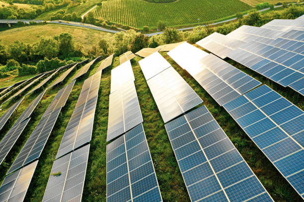 field with solar panels